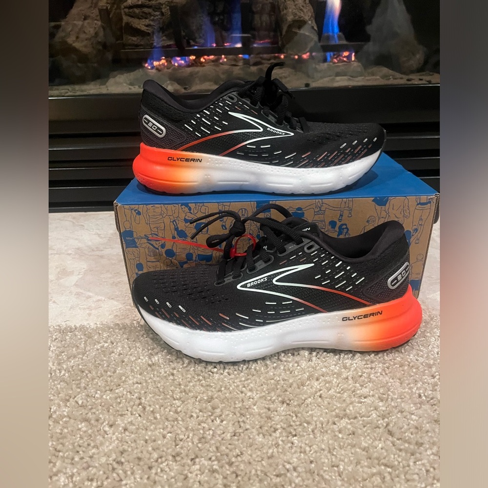 Brooks Glycerin 20 Running Shoes Sneakers Womens 9 B Black Orange 1203691B045